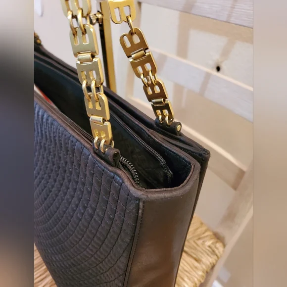 Bally Quilted Chain BlackTote Bag - Picture 6 of 12